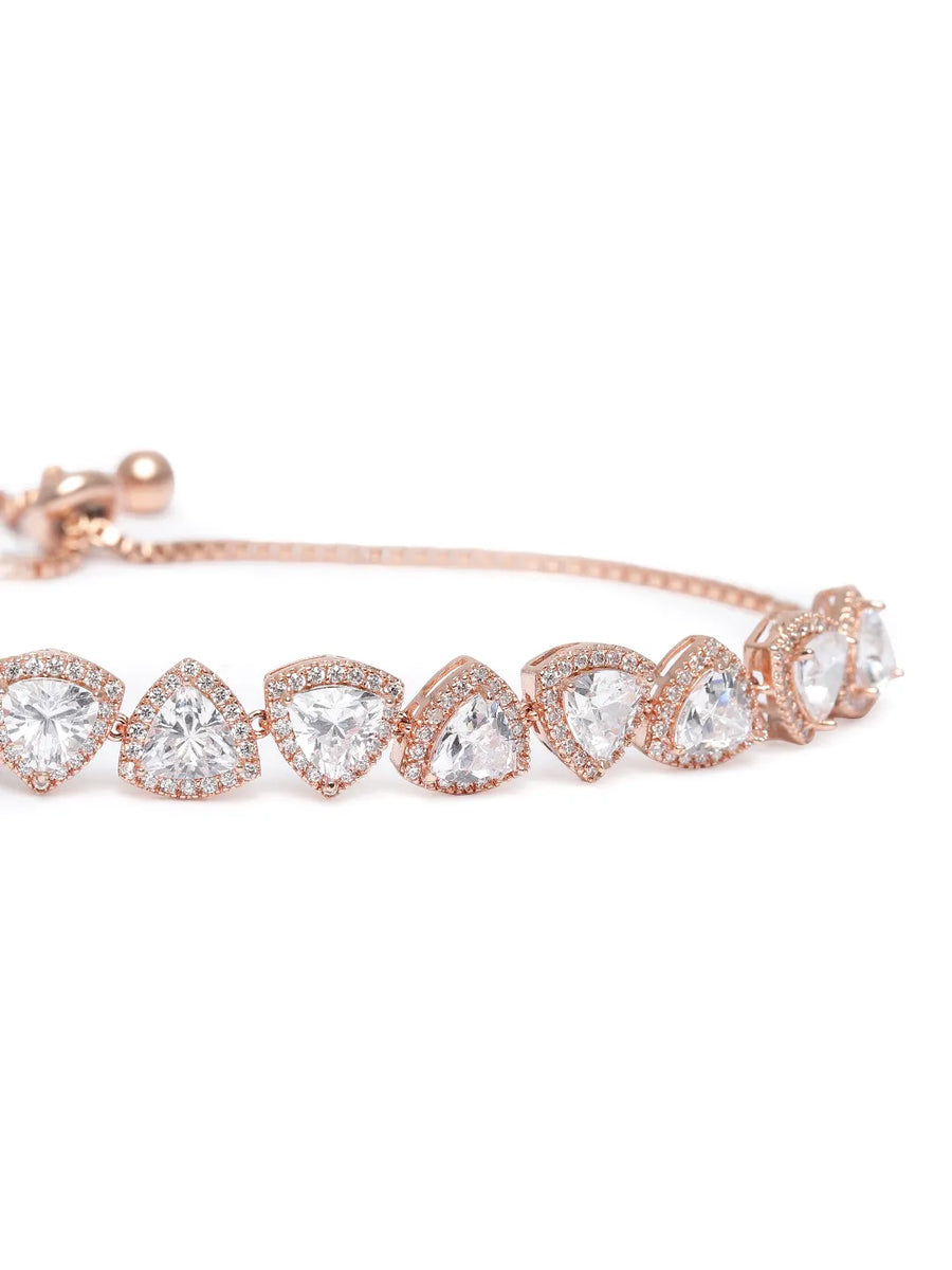Modern CZ Circle Link Adjustable Bracelet