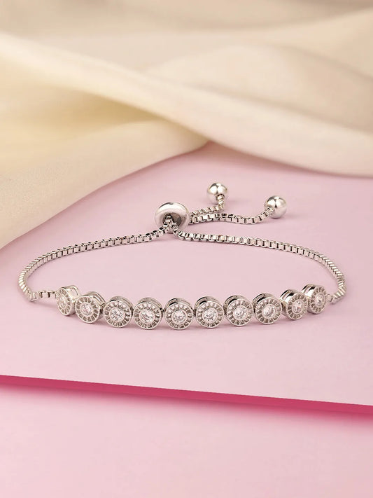 Shimmering CZ Round Chain Bracelet
