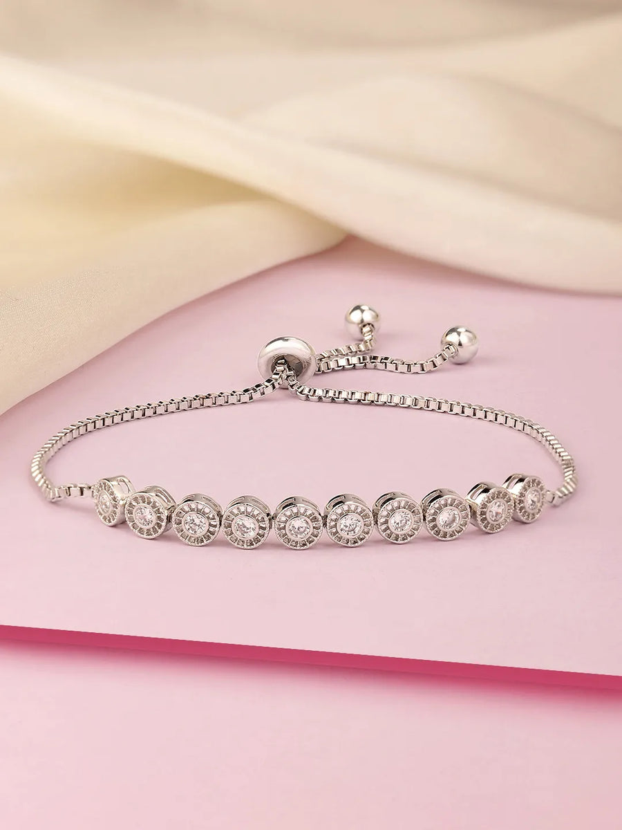 Shimmering CZ Round Chain Bracelet