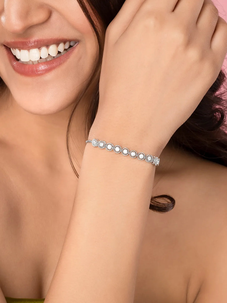 Shimmering CZ Round Chain Bracelet