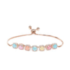 Rainbow Crystal Stone Box Chain Bracelet - Rose Gold - Multi