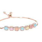 Rainbow Crystal Stone Box Chain Bracelet - Rose Gold - Multi