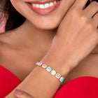 Rainbow Crystal Stone Box Chain Bracelet - Rose Gold - Multi