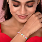 Rainbow Crystal Stone Box Chain Bracelet - Rose Gold - Multi