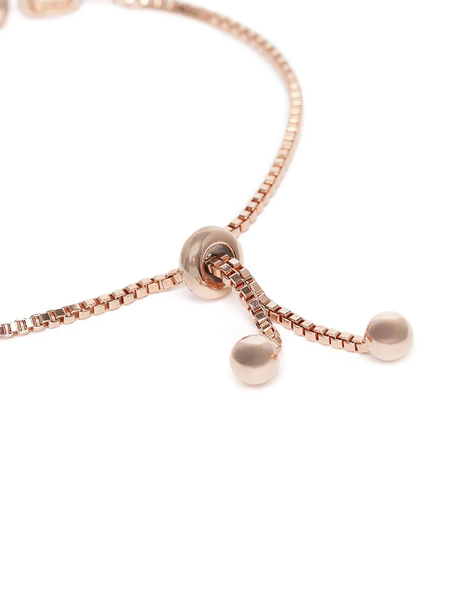 Rainbow Crystal Stone Box Chain Bracelet - Rose Gold - Multi