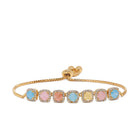 Rainbow Crystal Stone Box Chain Bracelet - Gold - Multi