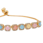 Rainbow Crystal Stone Box Chain Bracelet - Gold - Multi