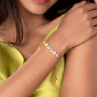 Rainbow Crystal Stone Box Chain Bracelet - Gold - Multi