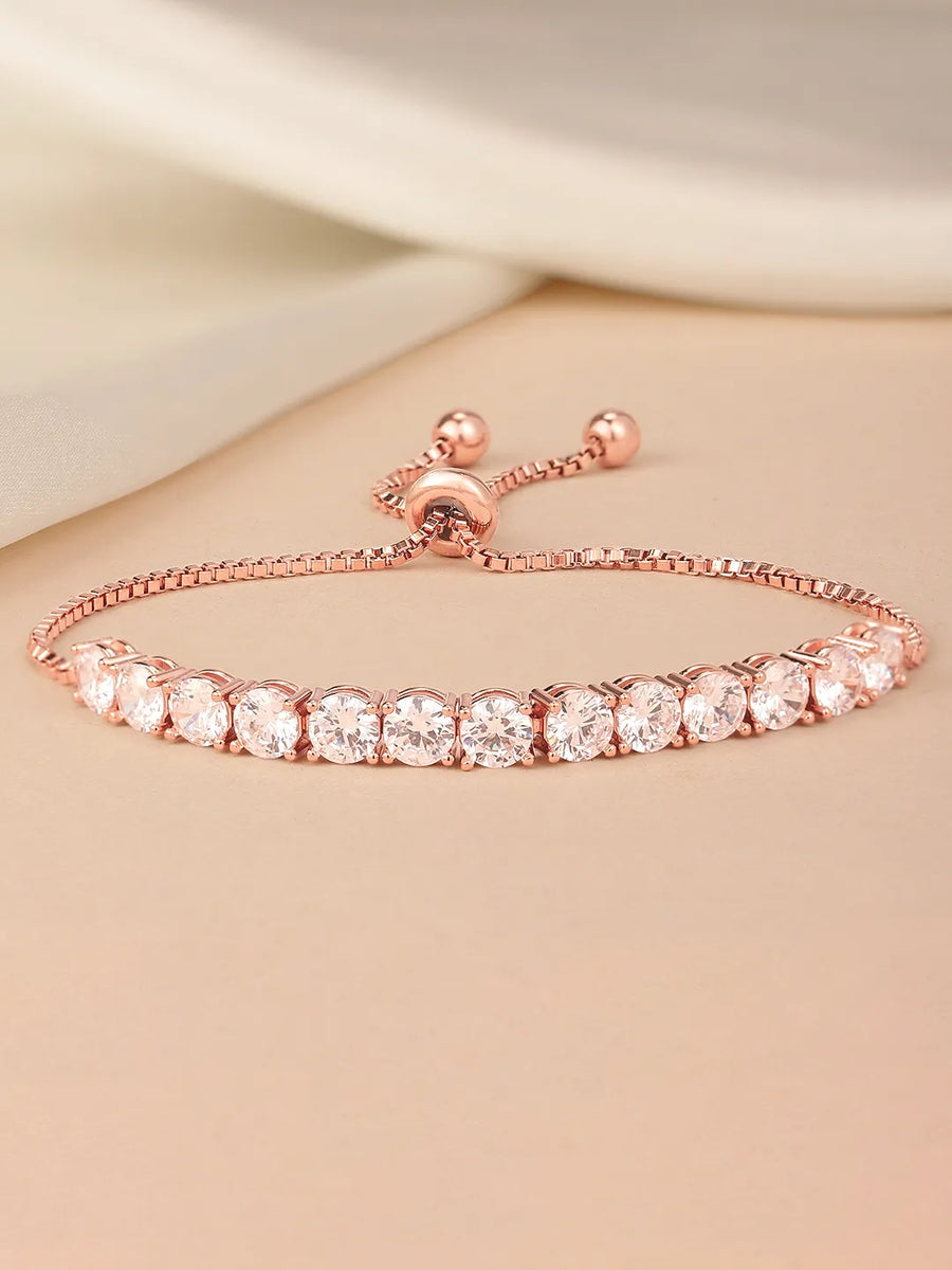 Luxe CZ Row Adjustable Rose Chain