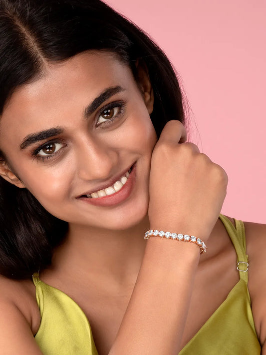 Luxe CZ Row Adjustable Rose Chain