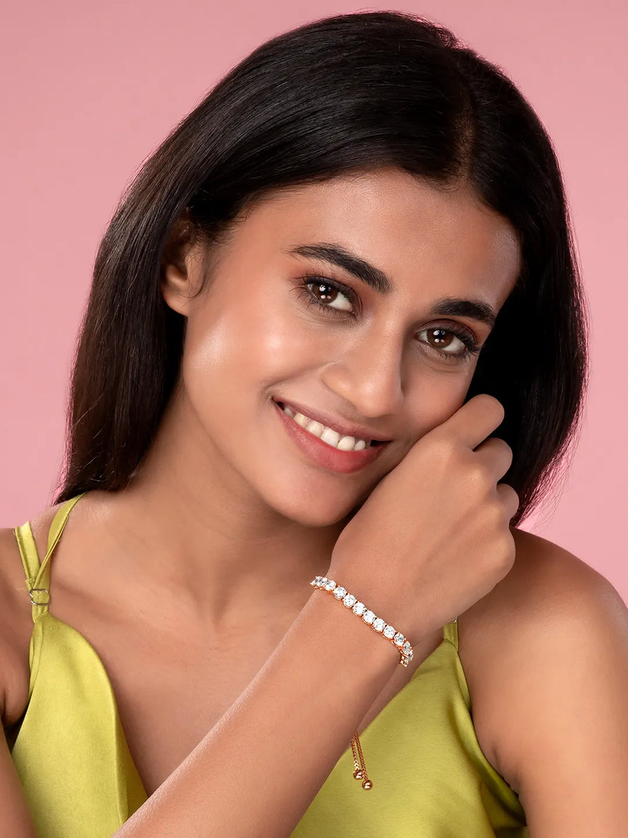 Luxe CZ Row Adjustable Rose Chain