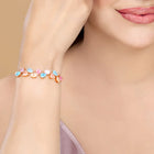 Floral Crystal Petal Stone Chain Bracelet - Rose Gold - Multi