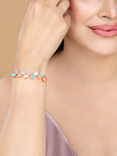 Floral Crystal Petal Stone Chain Bracelet - Rose Gold - Multi