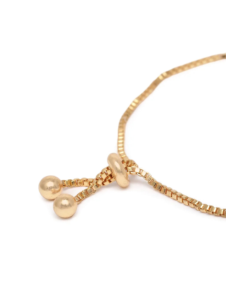 Floral Crystal Petal Stone Chain Bracelet - Gold - Multi