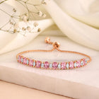 Glam Crystal Accent Adjustable Bracelet - Rose Gold - Pink