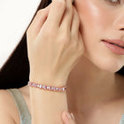 Glam Crystal Accent Adjustable Bracelet - Rose Gold - Pink