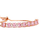 Glam Crystal Accent Adjustable Bracelet - Rose Gold - Pink