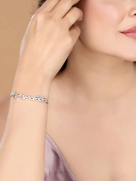 Paisley Style CZ Link Bracelet