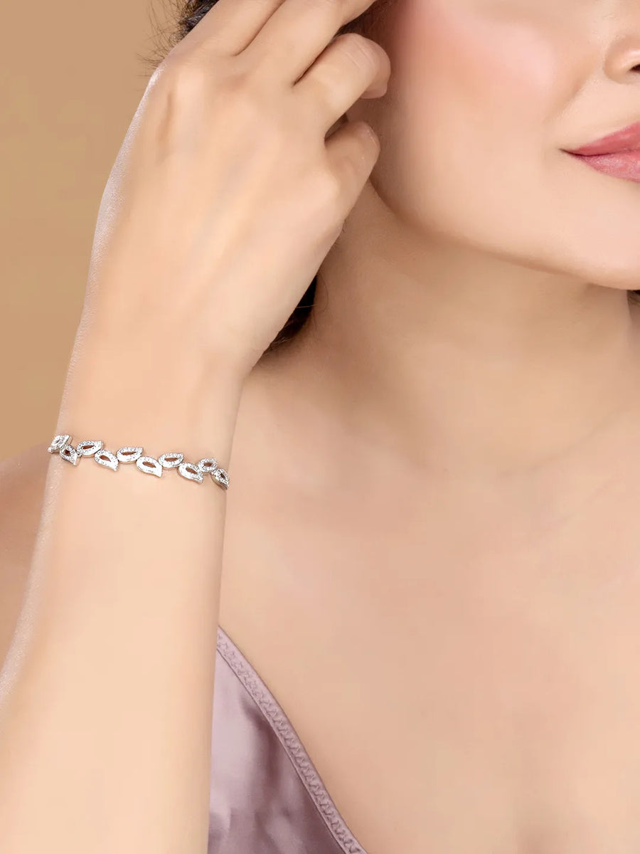 Paisley Style CZ Link Bracelet