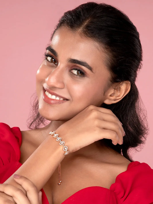 Modern Spark CZ Crystal Bracelet - Rose Gold - Multi