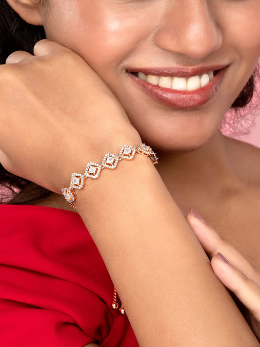 Modern Spark CZ Crystal Bracelet - Rose Gold - Multi