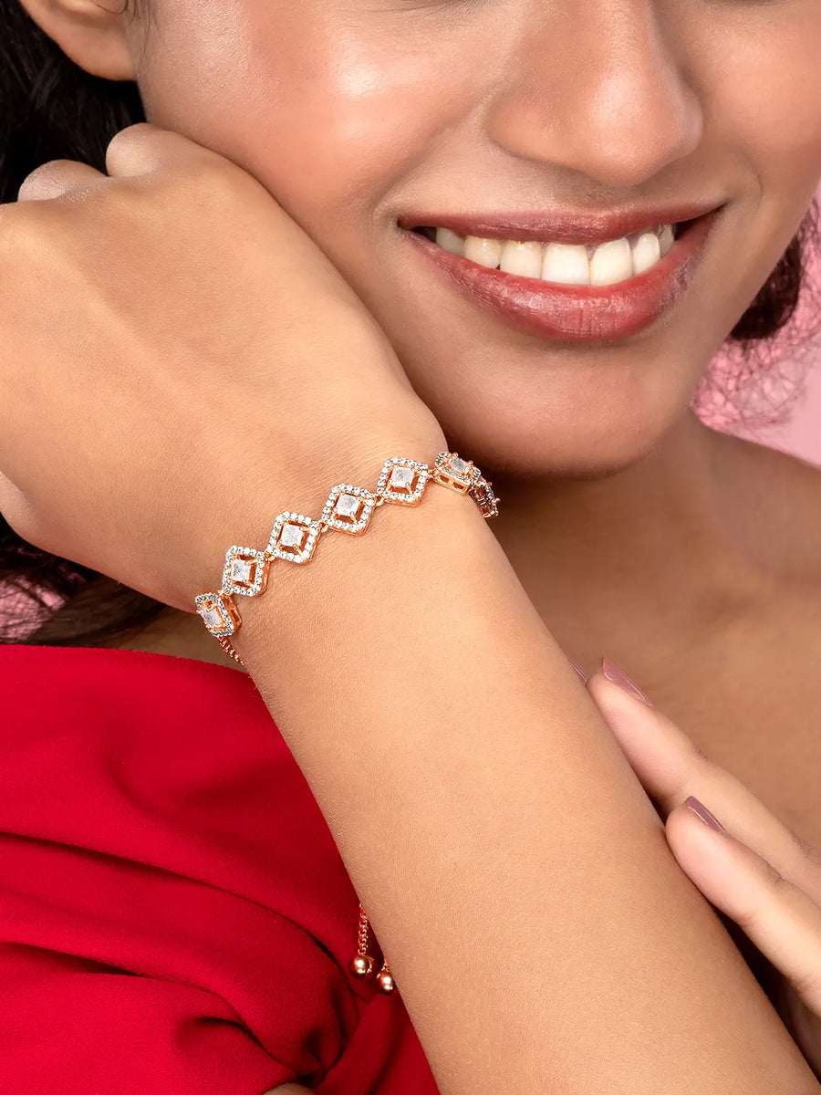 Modern Spark CZ Crystal Bracelet - Rose Gold - Multi