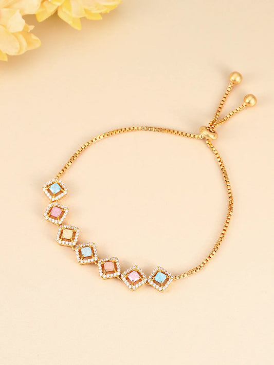 Modern Spark CZ Crystal Bracelet - Gold - Multi