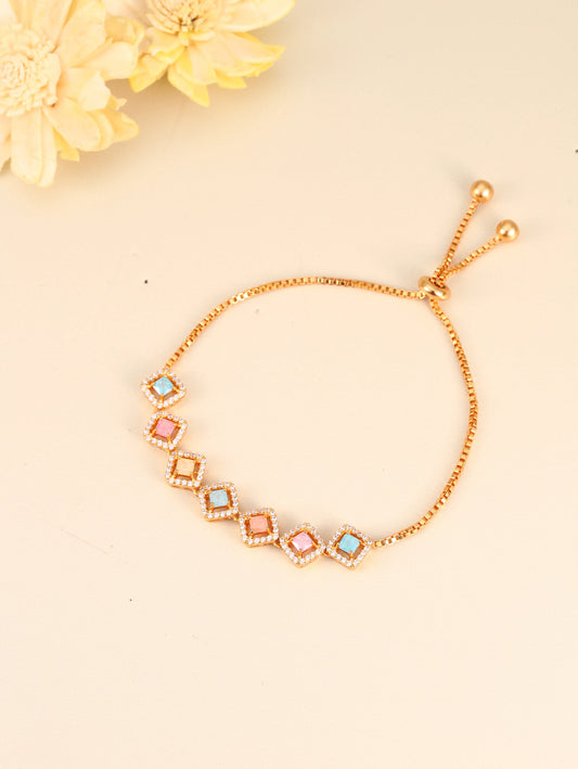Modern Spark CZ Crystal Bracelet - Gold - Multi