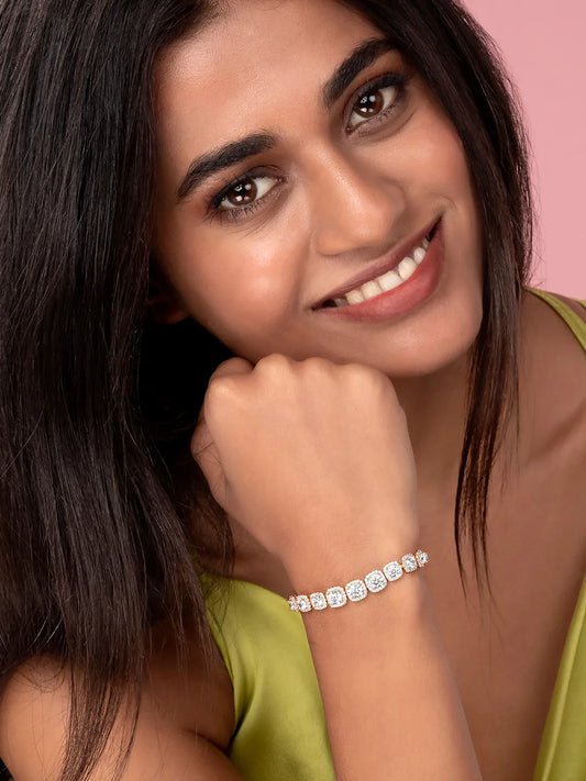 Radiant Cushion Cut Crystal Bracelet - Rose Gold