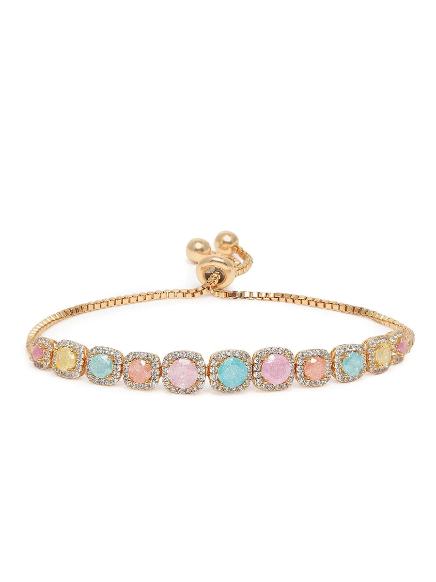 Radiant Cushion Cut Crystal Bracelet - Gold - Multi