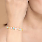 Radiant Cushion Cut Crystal Bracelet - Gold - Multi