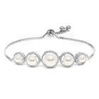 Pearl & CZ Round Link Bracelet