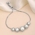 Pearl & CZ Round Link Bracelet