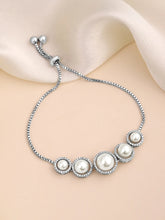Pearl & CZ Round Link Bracelet