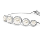 Pearl & CZ Round Link Bracelet