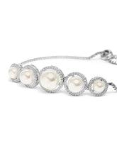 Pearl & CZ Round Link Bracelet