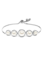 Pearl & CZ Round Link Bracelet