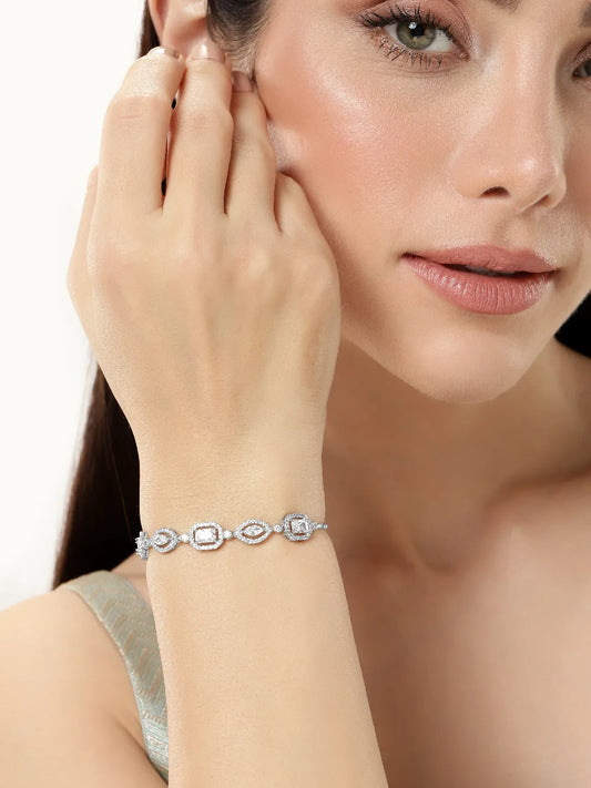 Radiant CZ & Crystal Chain Bracelet