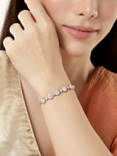 Shimmering CZ Round Stud Bracelet - Rose Gold