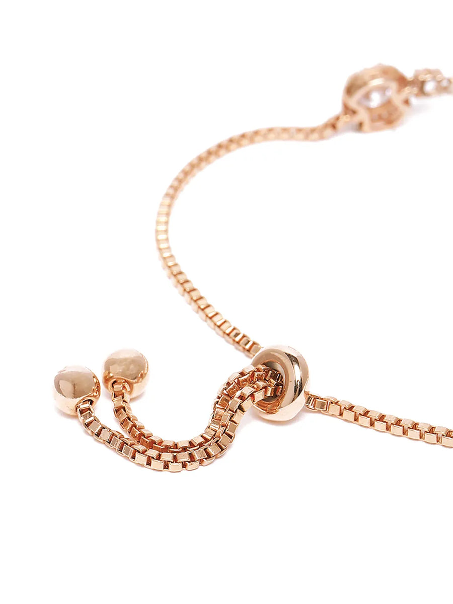 Shimmering CZ Round Stud Bracelet - Rose Gold