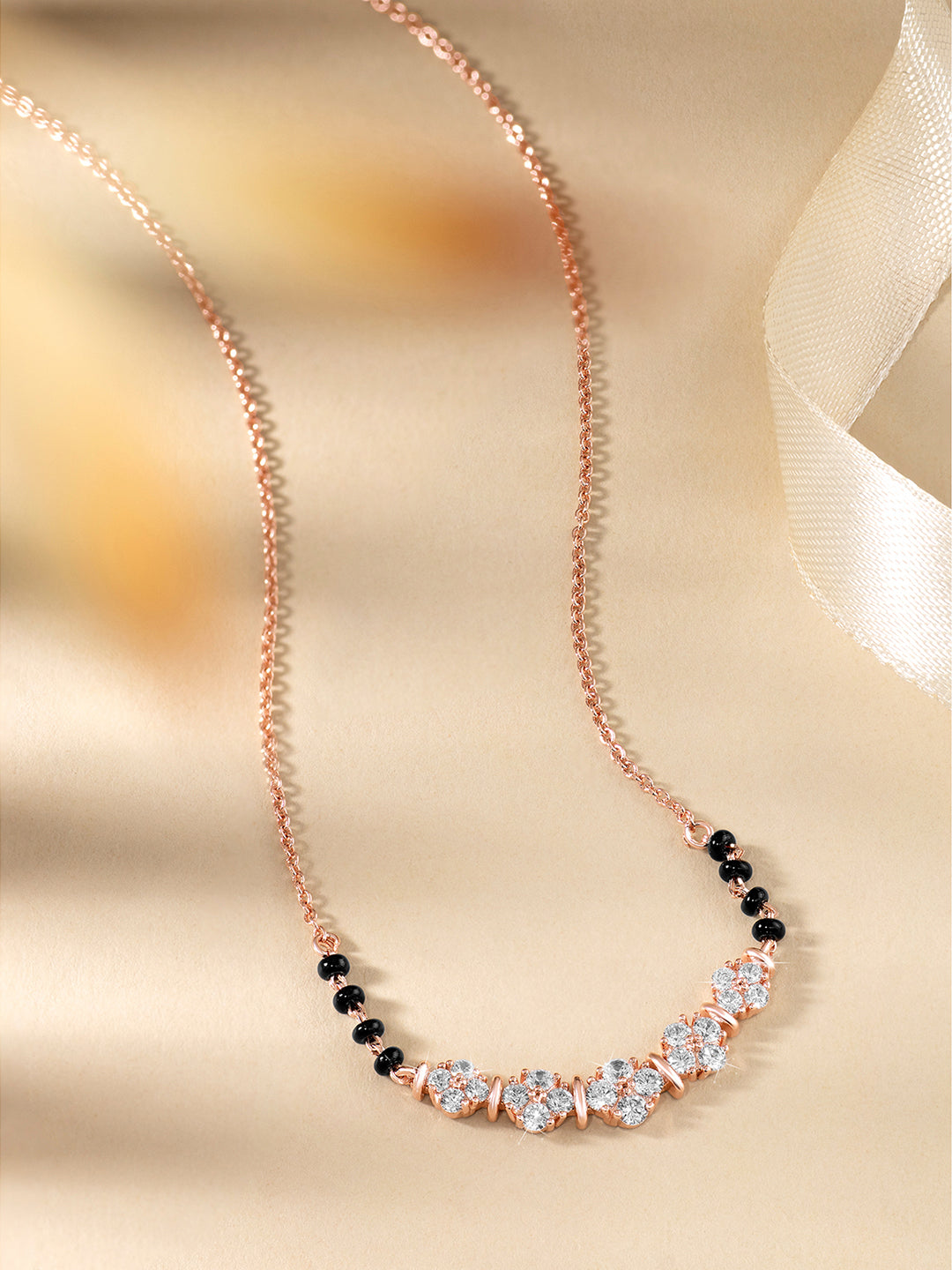 Radiant Vows CZ Studded Rose Gold Plated Mangalsutra