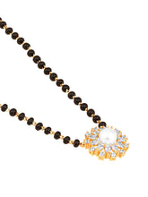 Floral Harmony CZ Pearl Mangalsutra in Rose Gold Plating