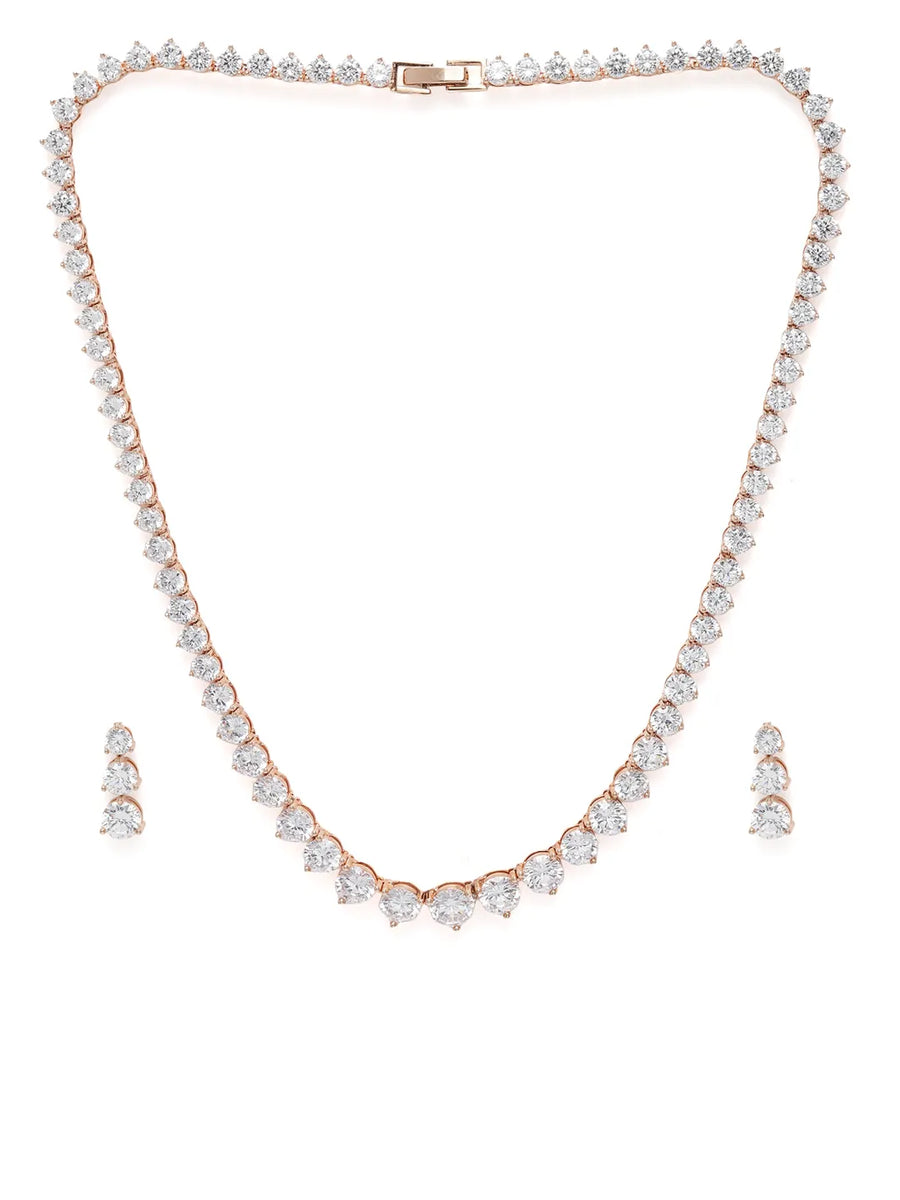 Glamorous Crystal Pave Necklace Set