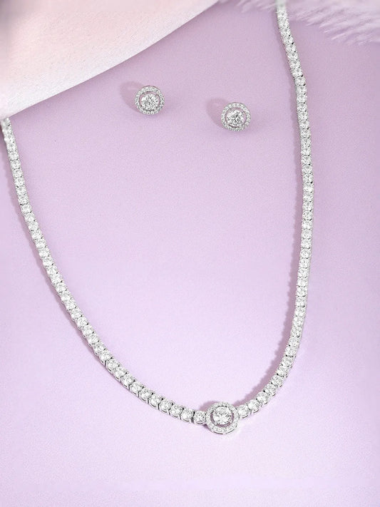 Sparkling CZ Studded Necklace Set