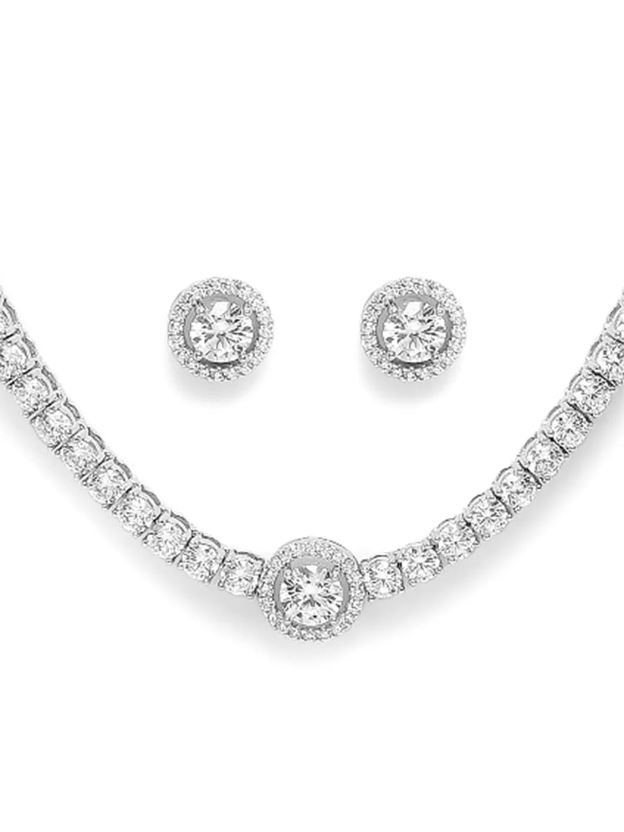 Sparkling CZ Studded Necklace Set
