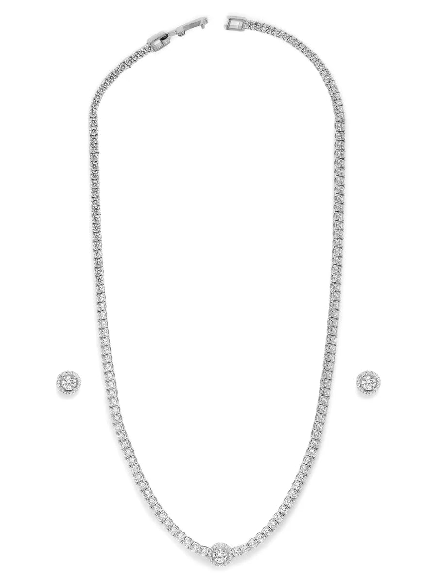 Sparkling CZ Studded Necklace Set