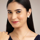 Halo CZ Pearl Pendant & Stud Set - Gold