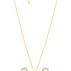 Halo CZ Pearl Pendant & Stud Set - Gold
