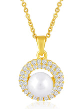 Halo CZ Pearl Pendant & Stud Set - Gold