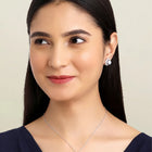 Halo CZ Pearl Pendant & Stud Set - Silver